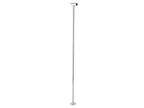 Chrome-finished brass shower curtain rail support, cylindrical form