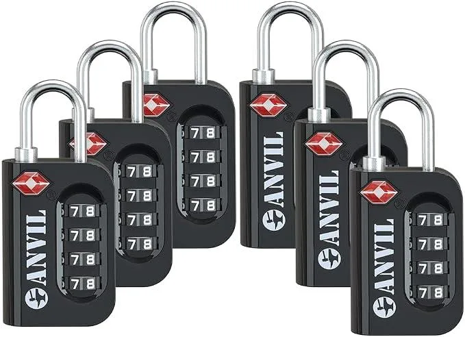 BFKK BFKK TSA Approved 4-Digit Combination Luggage Lock Black 6 Pack — product photo
