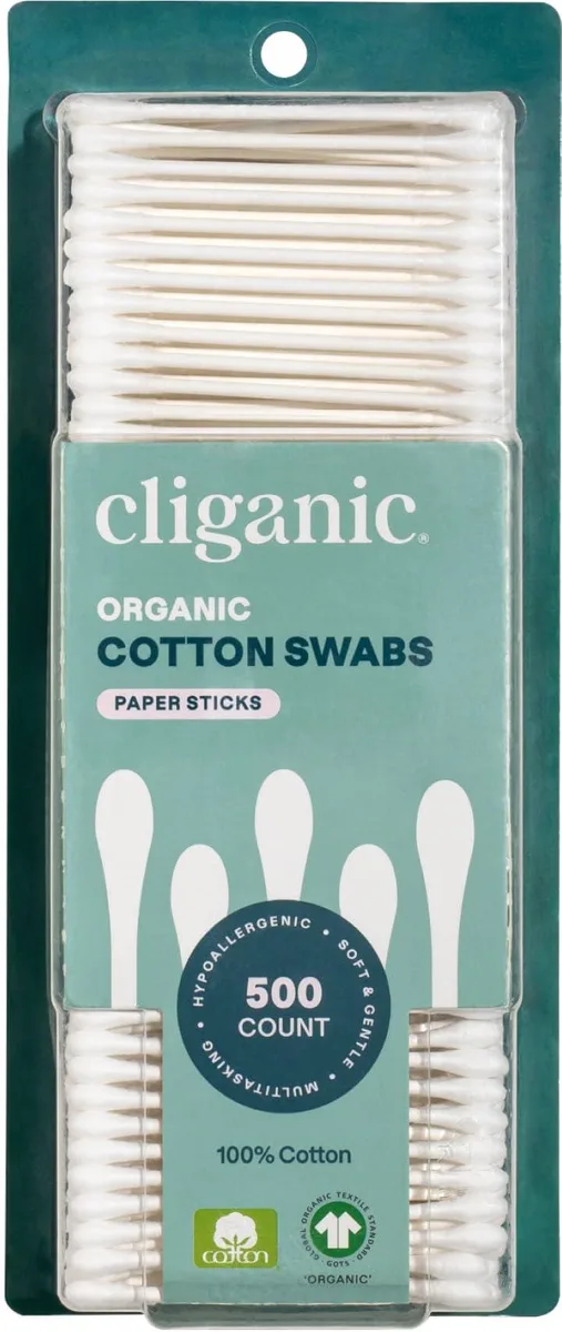 Cliganic CL-BE-021 Organic Cotton Swabs 500 Count — product photo