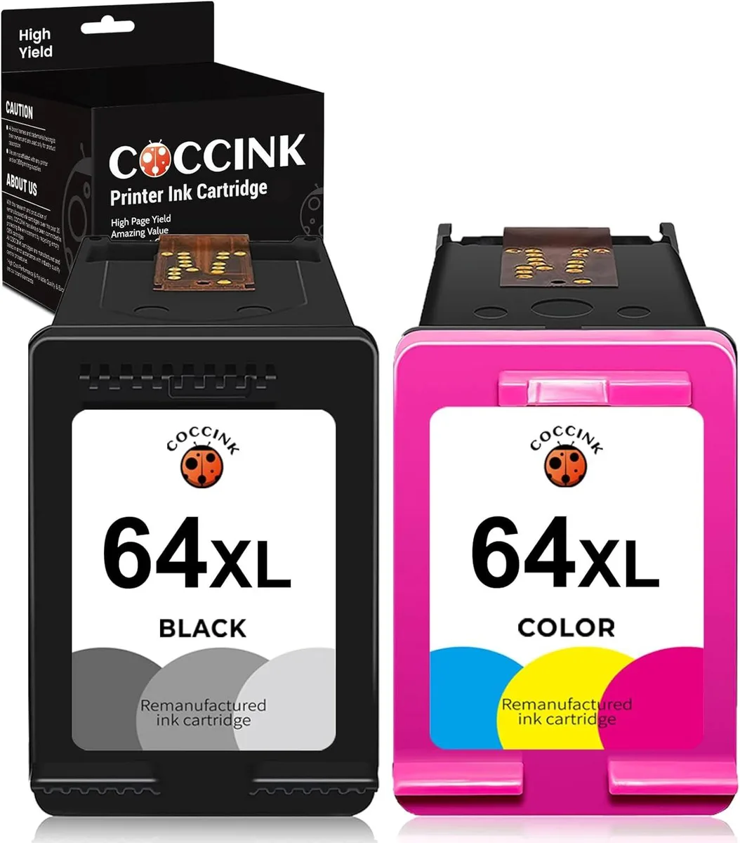 NuoTo NuoTo 64XL Ink Cartridge Combo Pack 7864 7134 7164 7830 6258 (1 Black, 1 Tri-color) — product photo