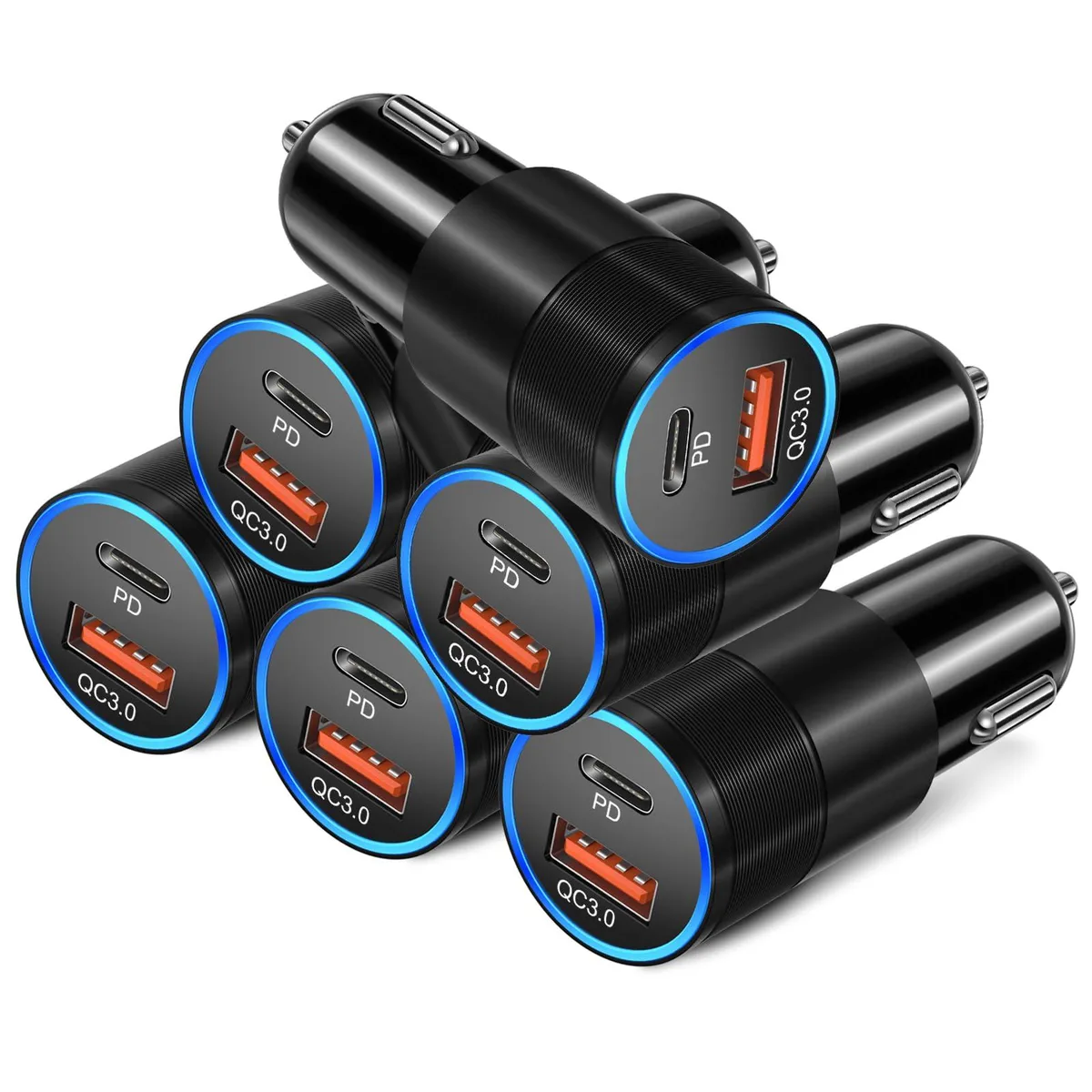 No Sew No Sew Bangfun BHCC02 38W Dual USB-C PD &amp; USB-A QC Car Charger 6 Pack — product photo