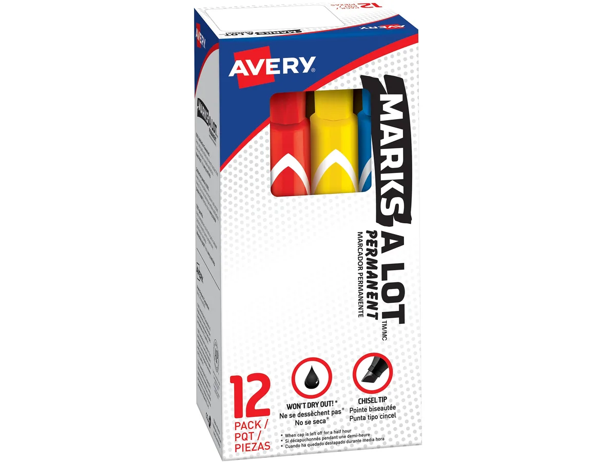 Avery Avery 24800 Chisel Tip Permanent Markers 12 Pack Educational Supply — product photo