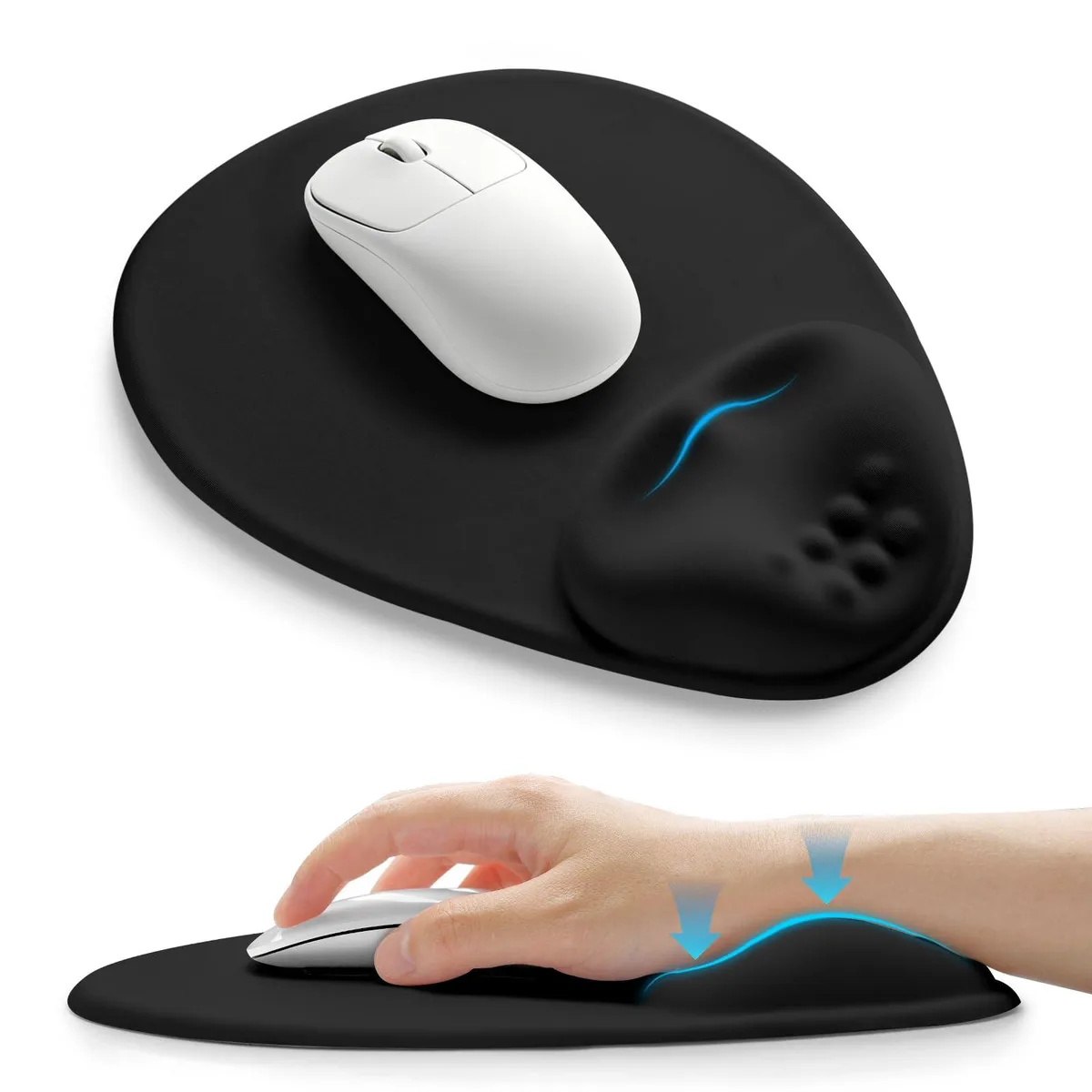  Basibutok TYZD-005 Palm &amp; Wrist-Hugging Mouse Pad 9.9 x 8.3 Inch Dark Night Black — product photo