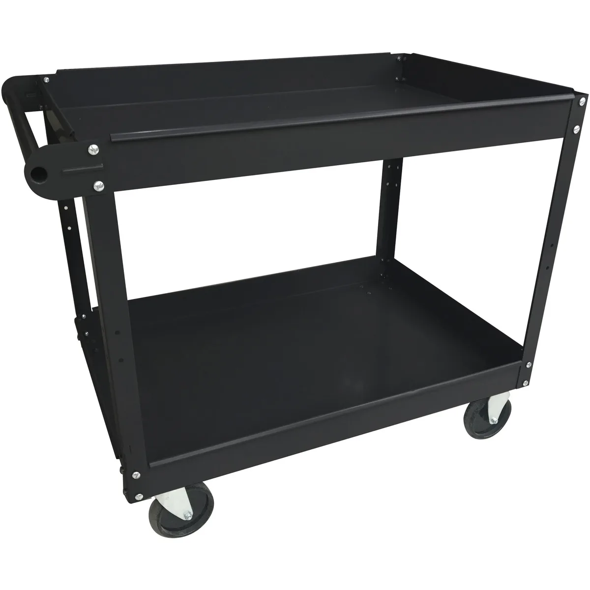 Lorell Lorell LLR59689 Utility Cart 2-Shelf 16"Wx30"Lx32"H Black mailroom equipment — product photo