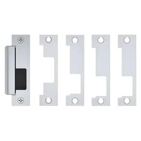 Satin stainless electric strike, rectangular faceplate, heavy-duty frame mount