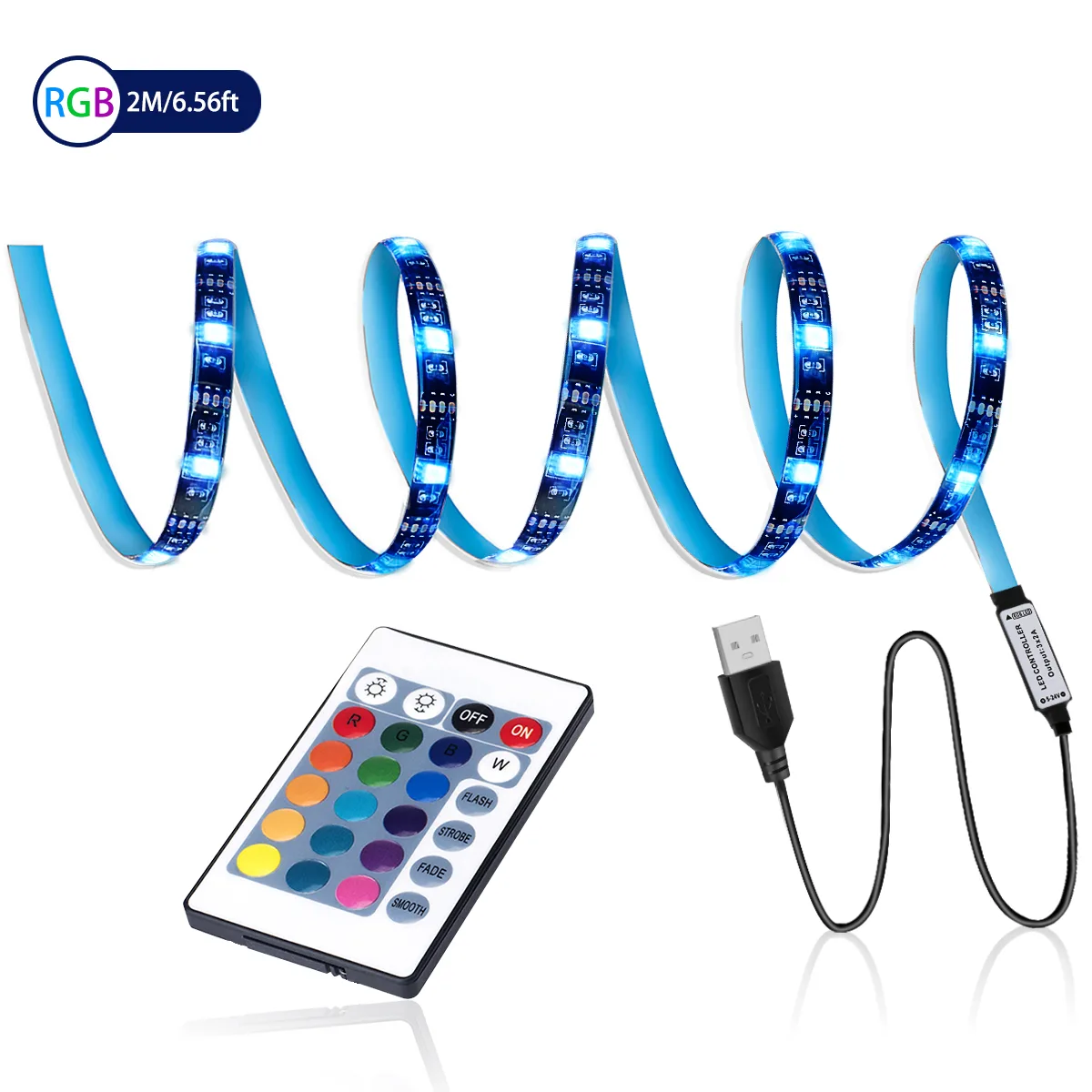 SMY Lighting SMY Lighting 60LED RGB USB Strip Light 6.56ft IP65 24-key Remote — product photo
