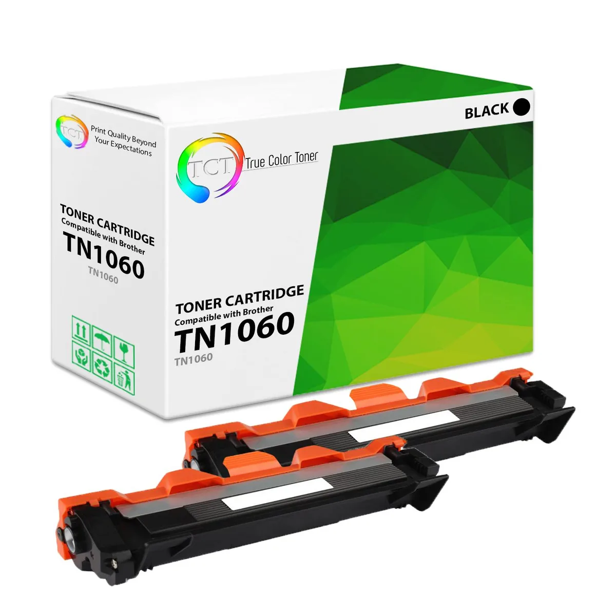 TCT TCT TN-1060 Black Toner Cartridge 2 Pack 1000 Pages — product photo