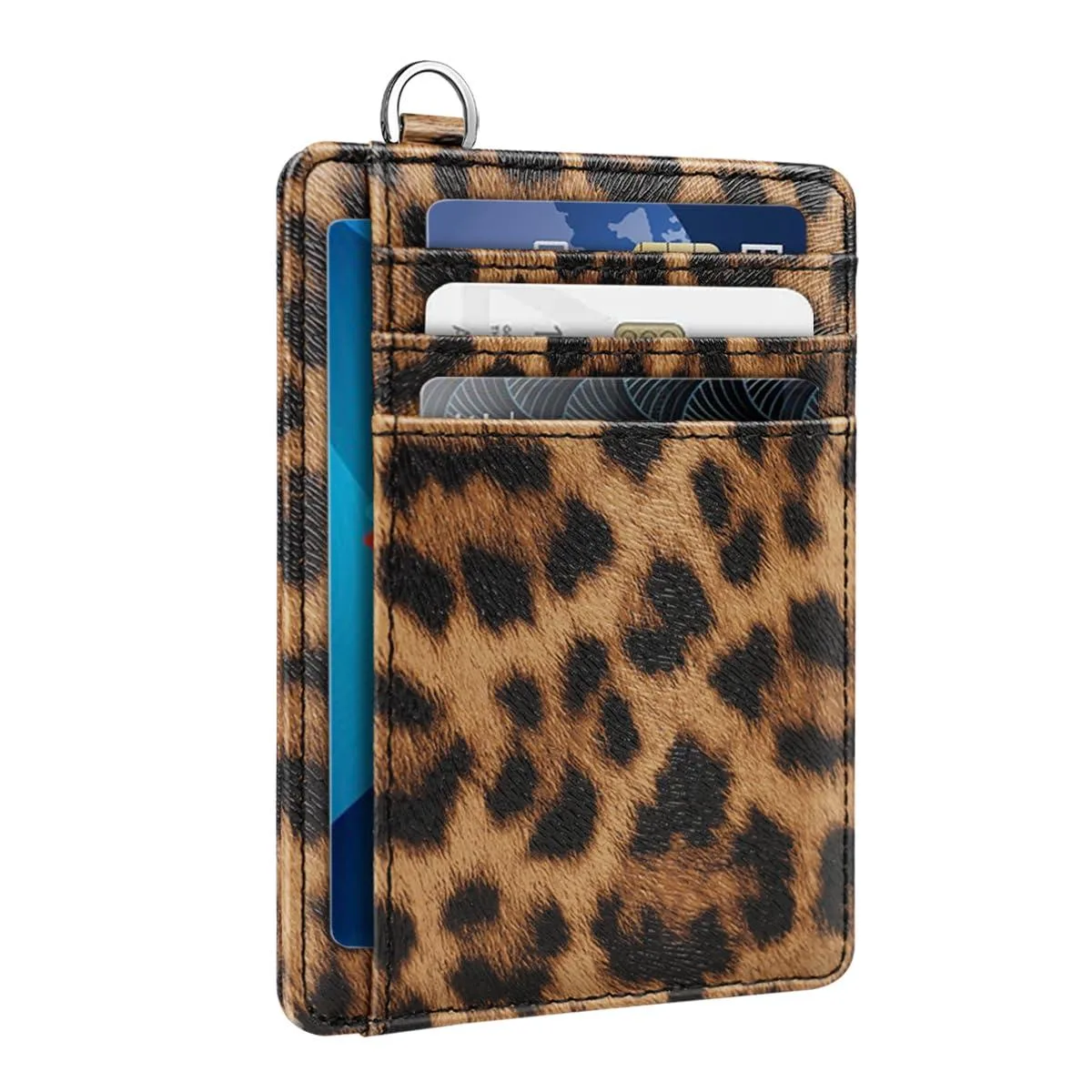  Coco Rossi Slim Front Pocket Wallet Leopard RFID Protected 4.3 x 3.2 x 0.15 inches 12 cards — product photo