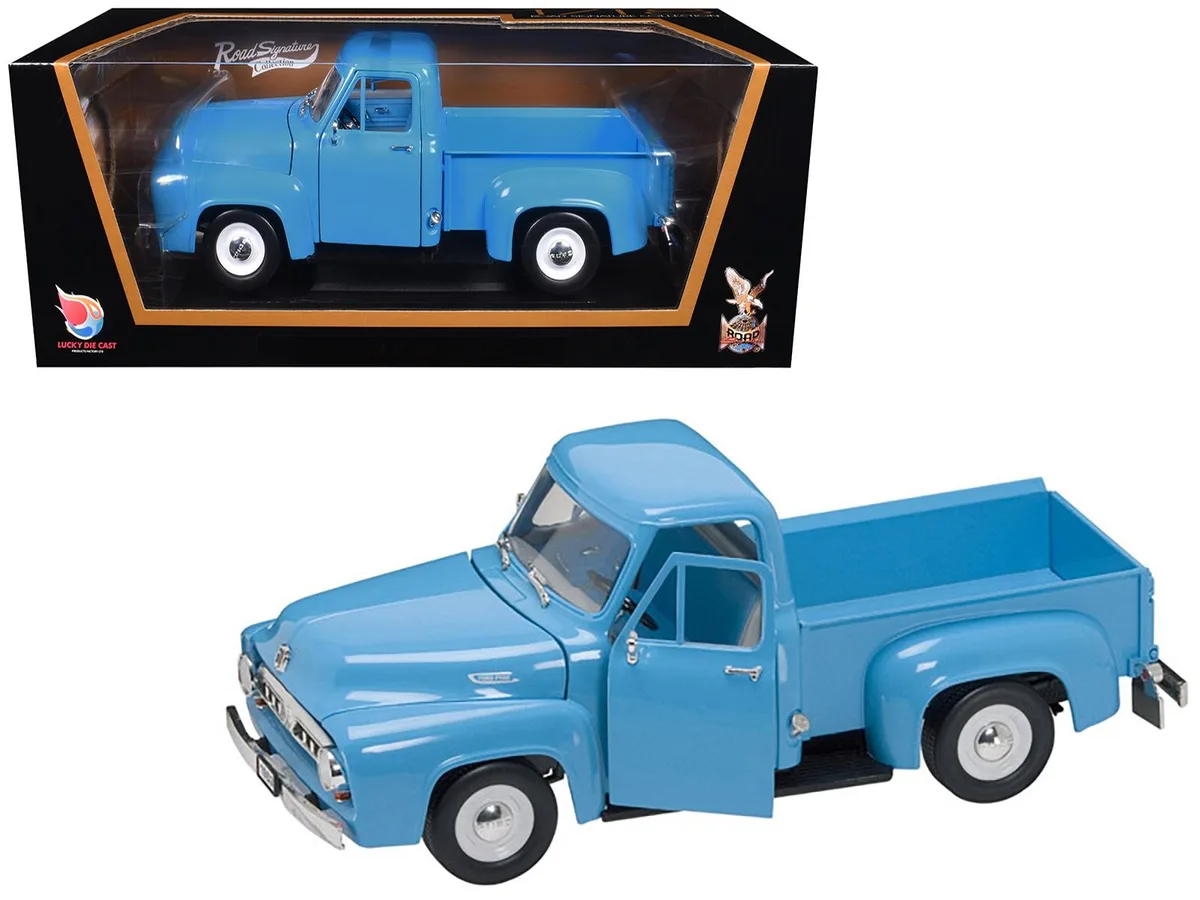 ROAD SIGNATURE ROAD SIGNATURE 1953 Ford F-100 Pickup Truck Light Blue 1/18 Diecast Hobby Collectible — product photo