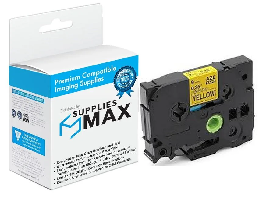 SuppliesMax SuppliesMax Compatible Label Tape TZE-621 Black on Yellow 9mm x 8m — product photo