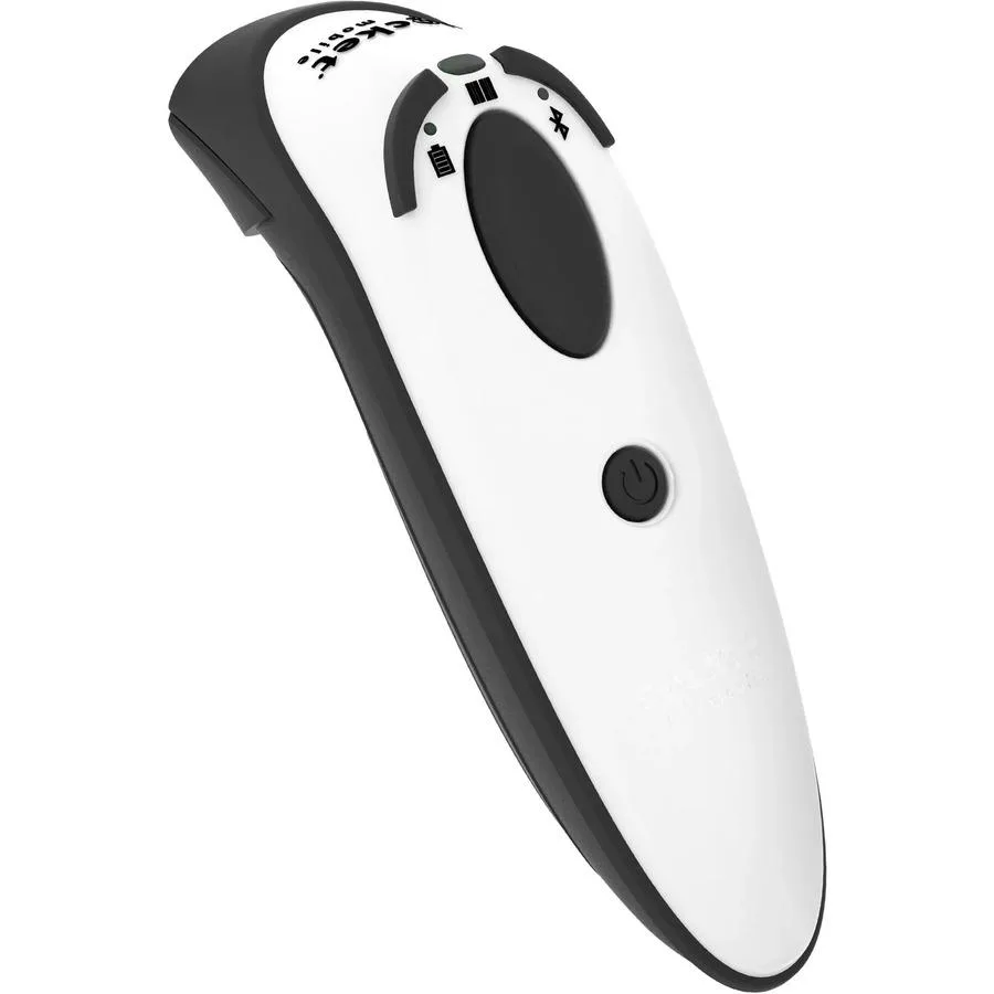 White handheld barcode scanner D720 with rechargeable battery installed