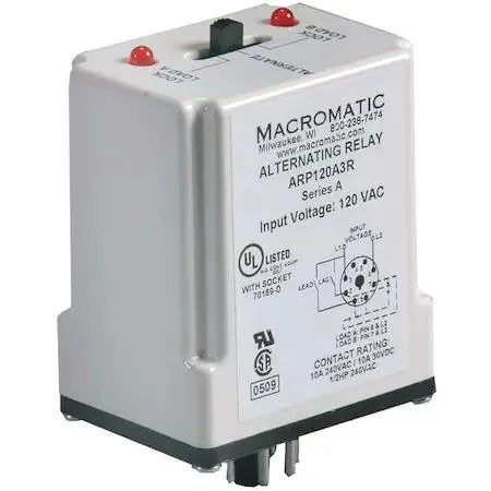 Macromatic Macromatic ARP120A3R Alternating Relay 120V AC DPDT 10A 240V AC 24V DC — product photo