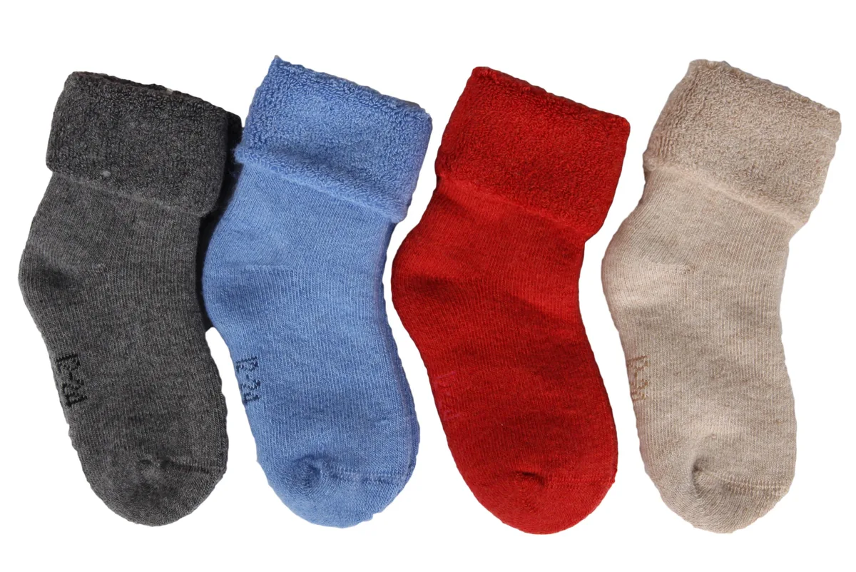 Four pairs of colourful wool-blend crew socks for babies 0-6 months