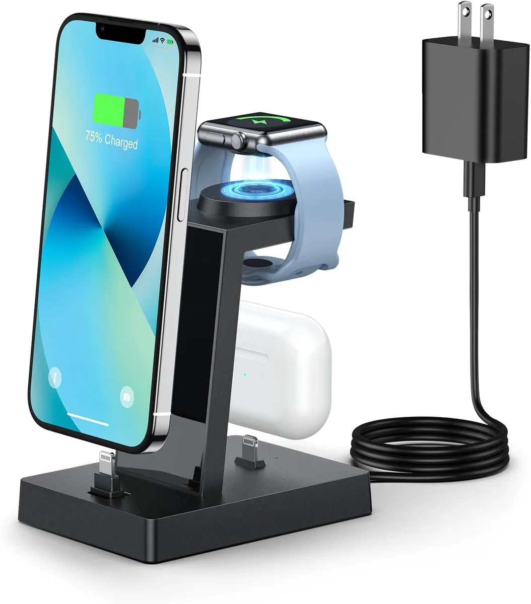 Luisport Luisport 30W 3-in-1 Wireless Charger Stand for iPhone 14/13/12/11/XR/XS/X/8/7 &amp; Watch Series 8/7/6/5/4/3/2/SE — product photo