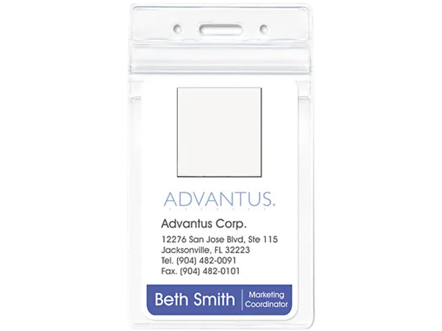 Clear resealable vertical badge holders, pack of 50