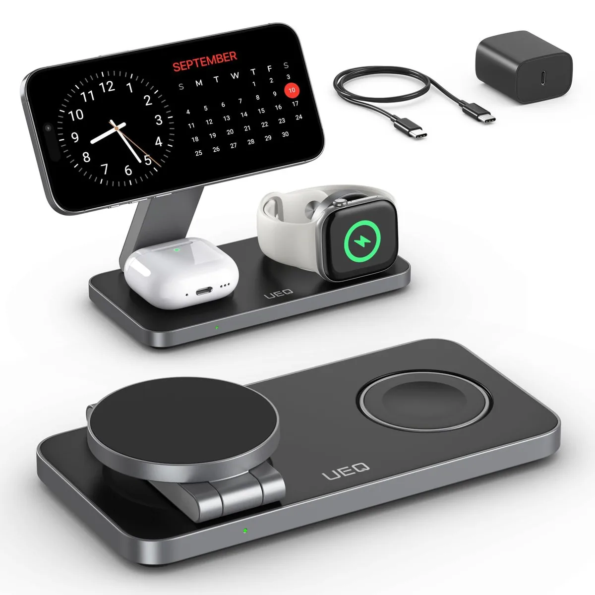 Traditions (Generic) Traditions (Generic) 3-in-1 Foldable Magnetic Wireless Charger (Pure Black) — product photo
