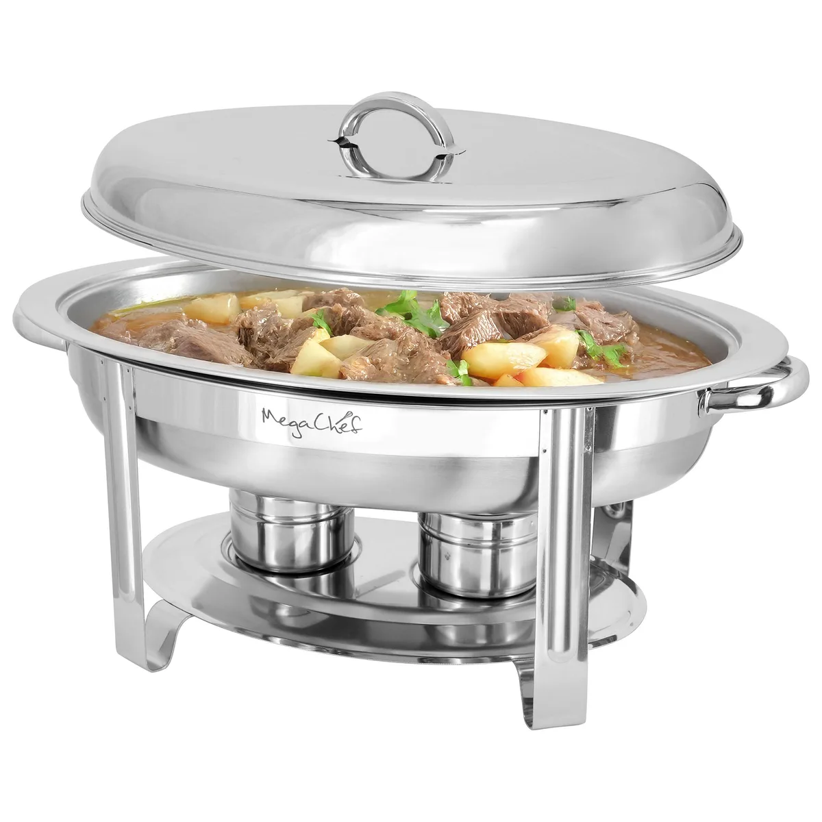 MegaChef MegaChef 510122012M 5.8 Quart Stainless Steel Oval Warming Tray — product photo