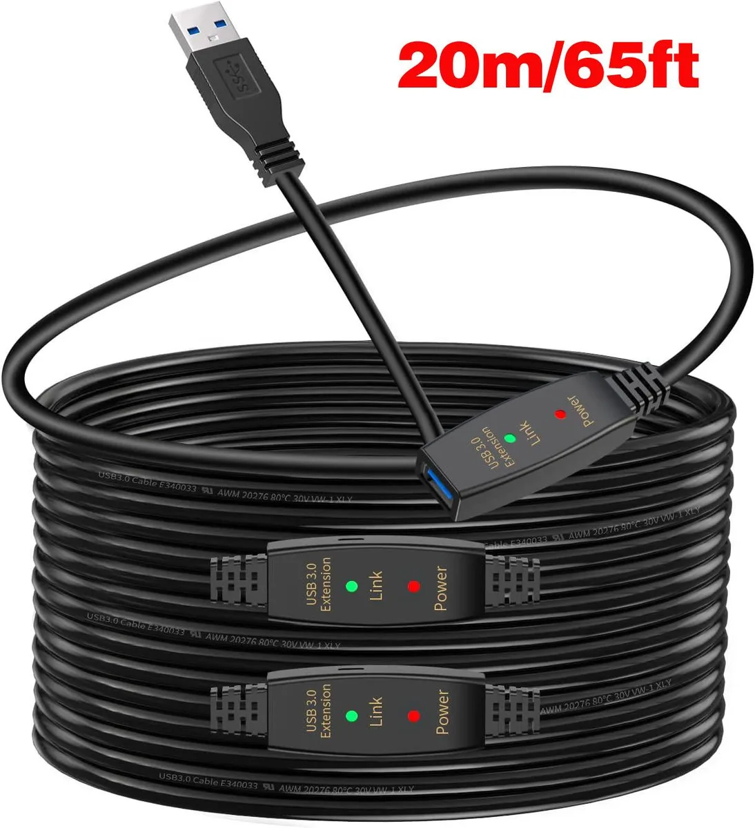 LUOM LUOM U310 65 ft Active USB 3.0 Extension Cable Male to Female — product photo