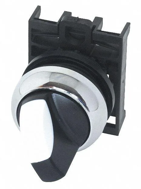Eaton M22M-WKV black metal selector switch, short handle, 22 mm, two position