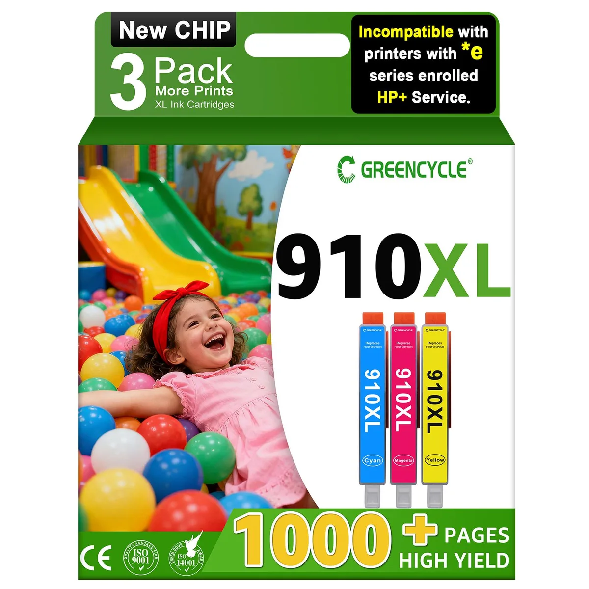 GREENCYCLE GREENCYCLE 910XL Cyan/Magenta/Yellow 3 Pack ink cartridge — product photo