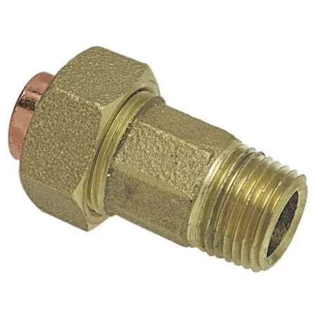 Small brass union coupling with sweat and threaded ends