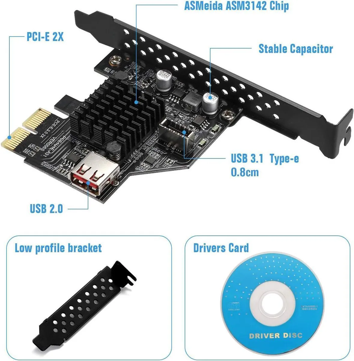 Vszerda Vszerda USB 3.1 Gen2 20-pin PCIe x2 Expansion Card 10 Gbit/s — product photo