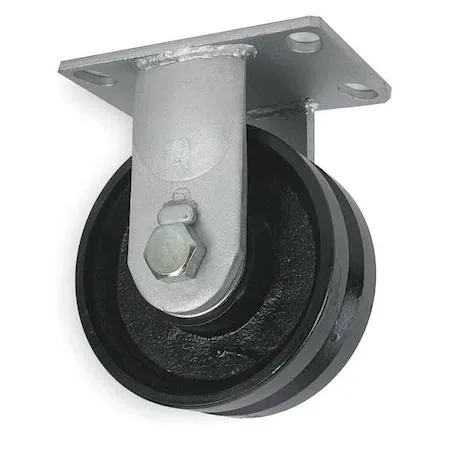 Rigid iron V-groove caster wheel, 8 inch diameter, 2000 lb capacity