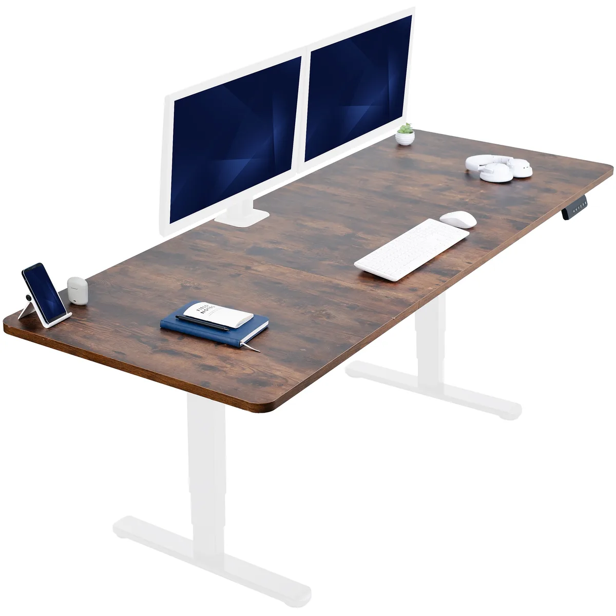 VIVO VIVO Electric Standing Desk 83 x 30 Vintage Brown White Frame — product photo