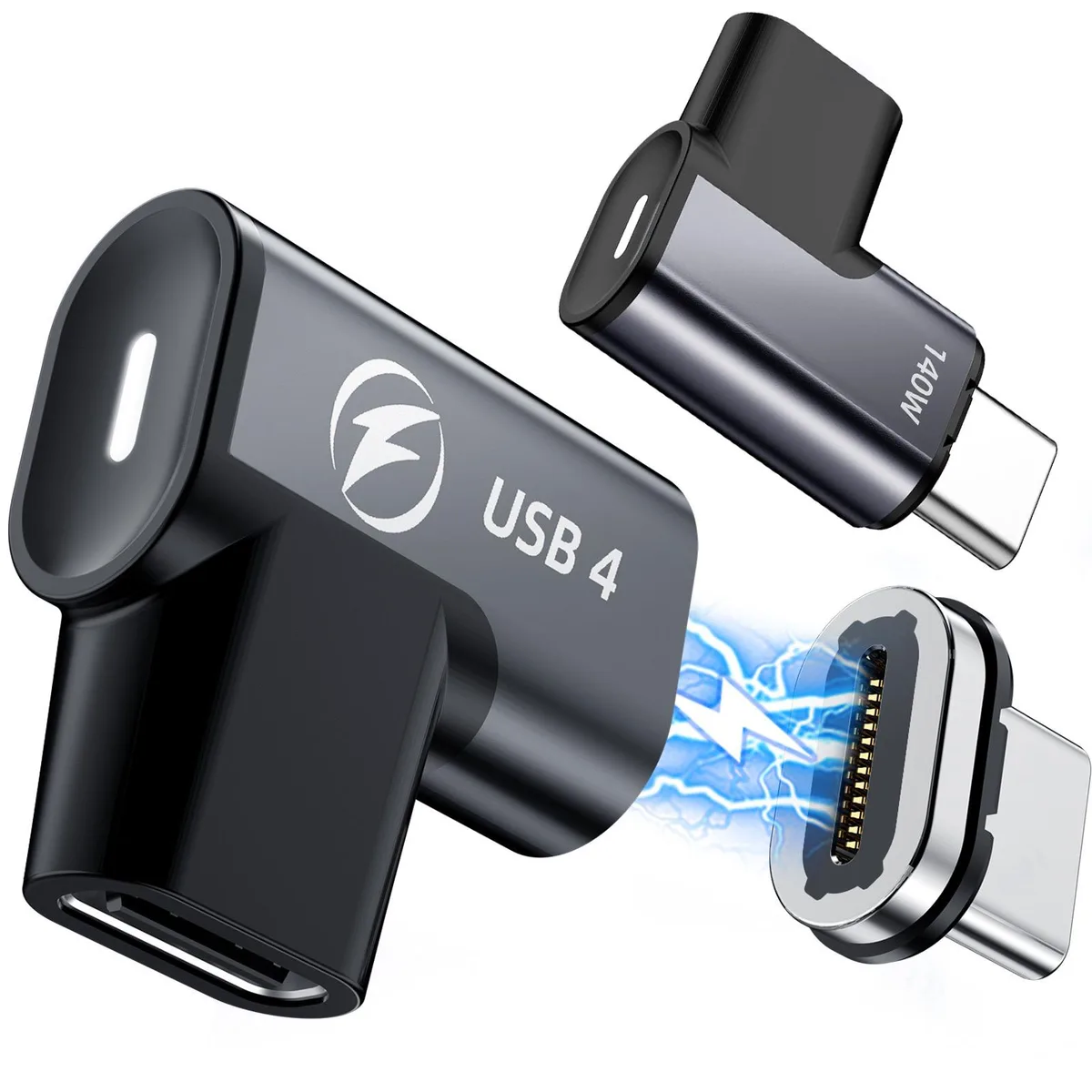 ESTONE ESTONE 2-Pack USB-C Magnetic Adapter 140W 24-Pin Elbow — product photo
