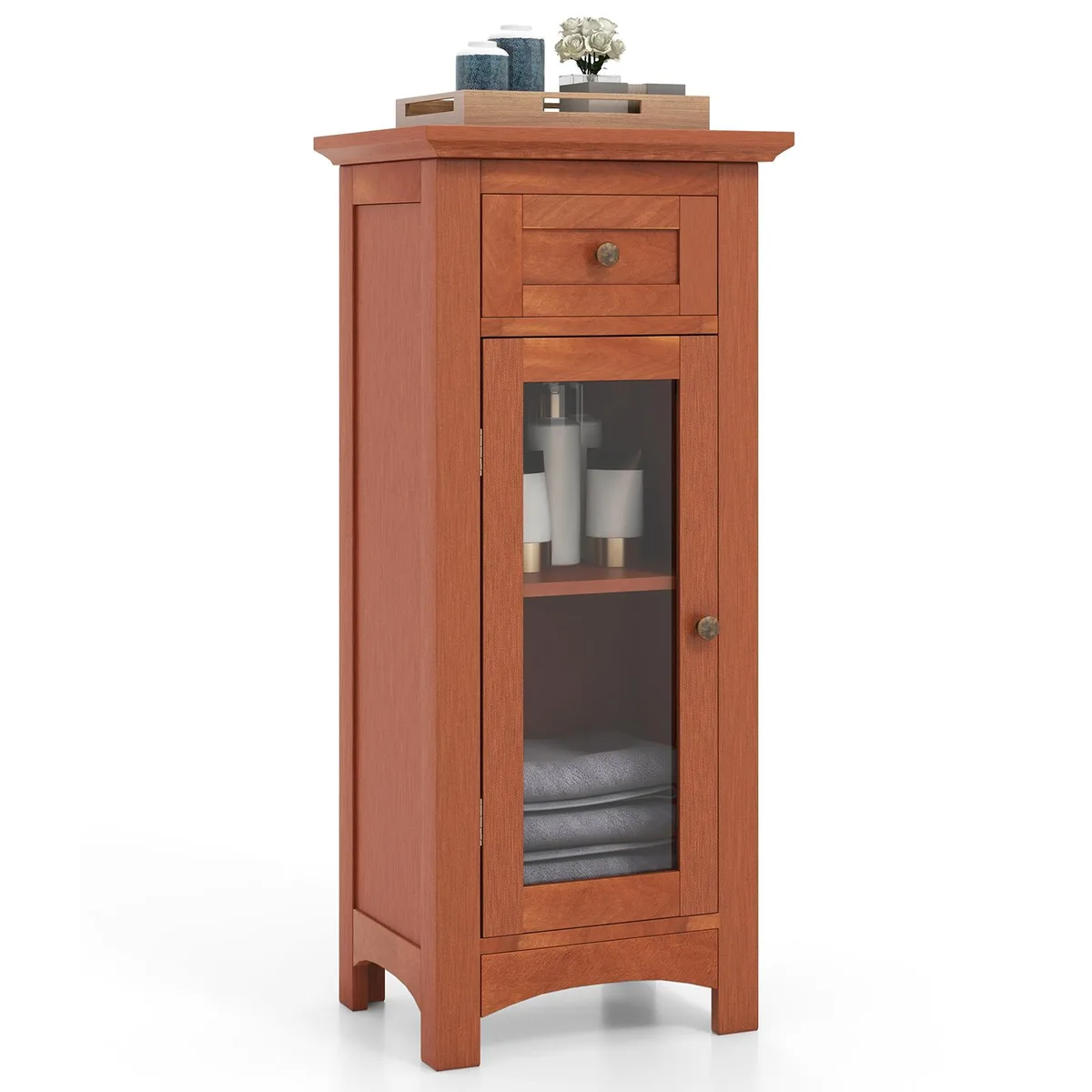 SlickBlue SlickBlue Bath Storage Cabinet Black/Brown 15x12.5x34.5 — product photo