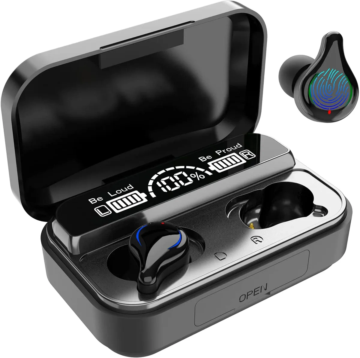 IHDAPP IHDAPP Wireless Earbuds Bluetooth 5.2 100H Playtime IPX5 Black — product photo