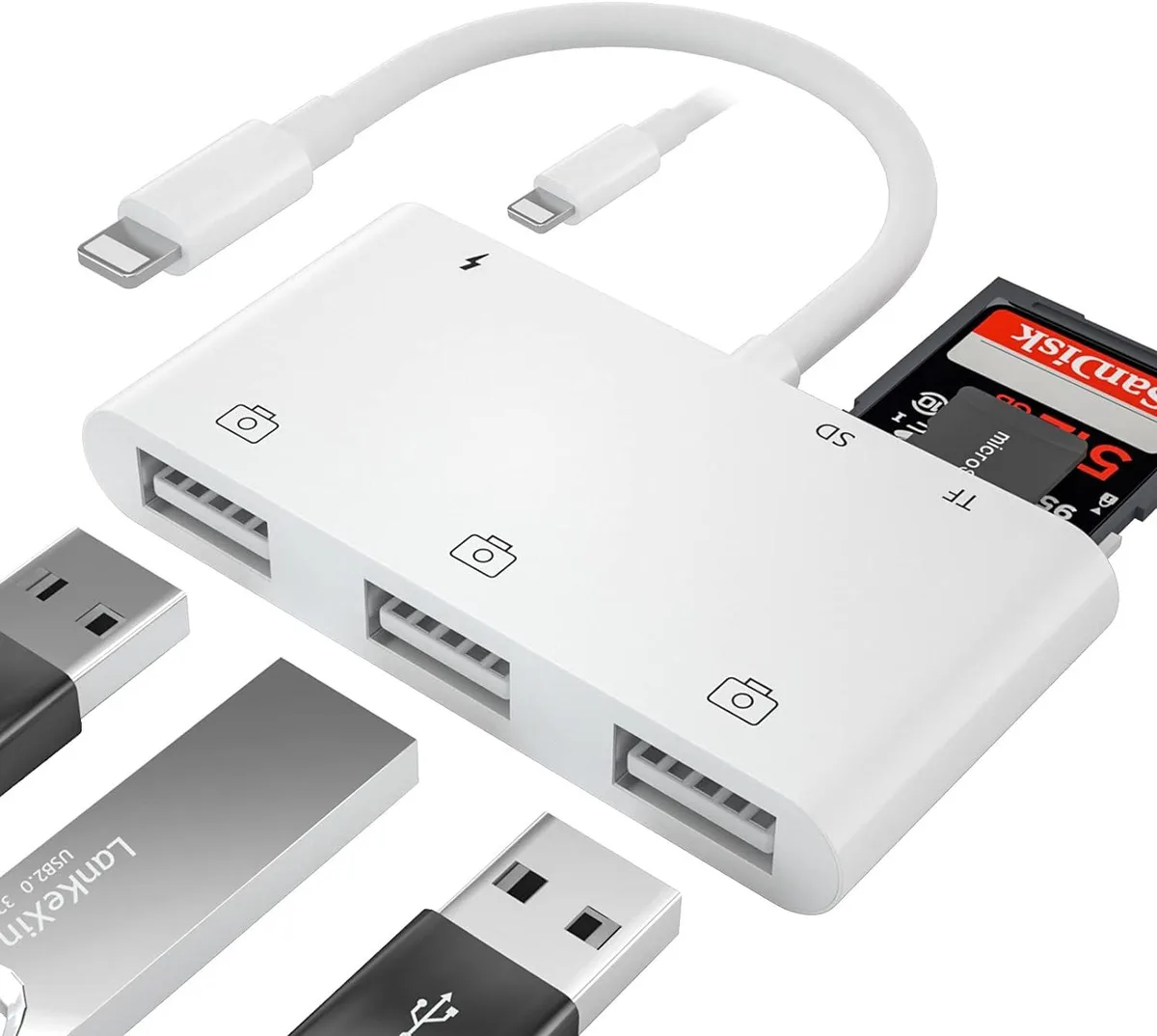 BONAEVER BONAEVER 6-in-1 USB Camera Adapter iPhone 14 13 12 iPad iOS 16 — product photo