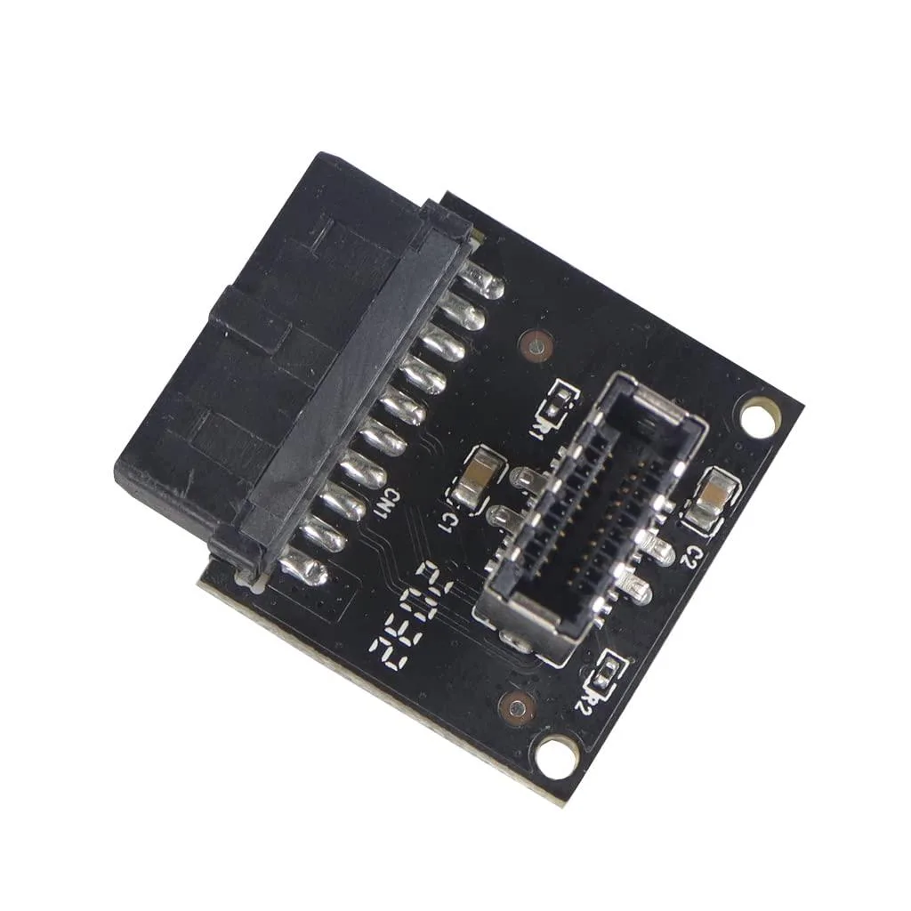 Black rectangular adapter with USB 3.0 socket and 20-pin header
