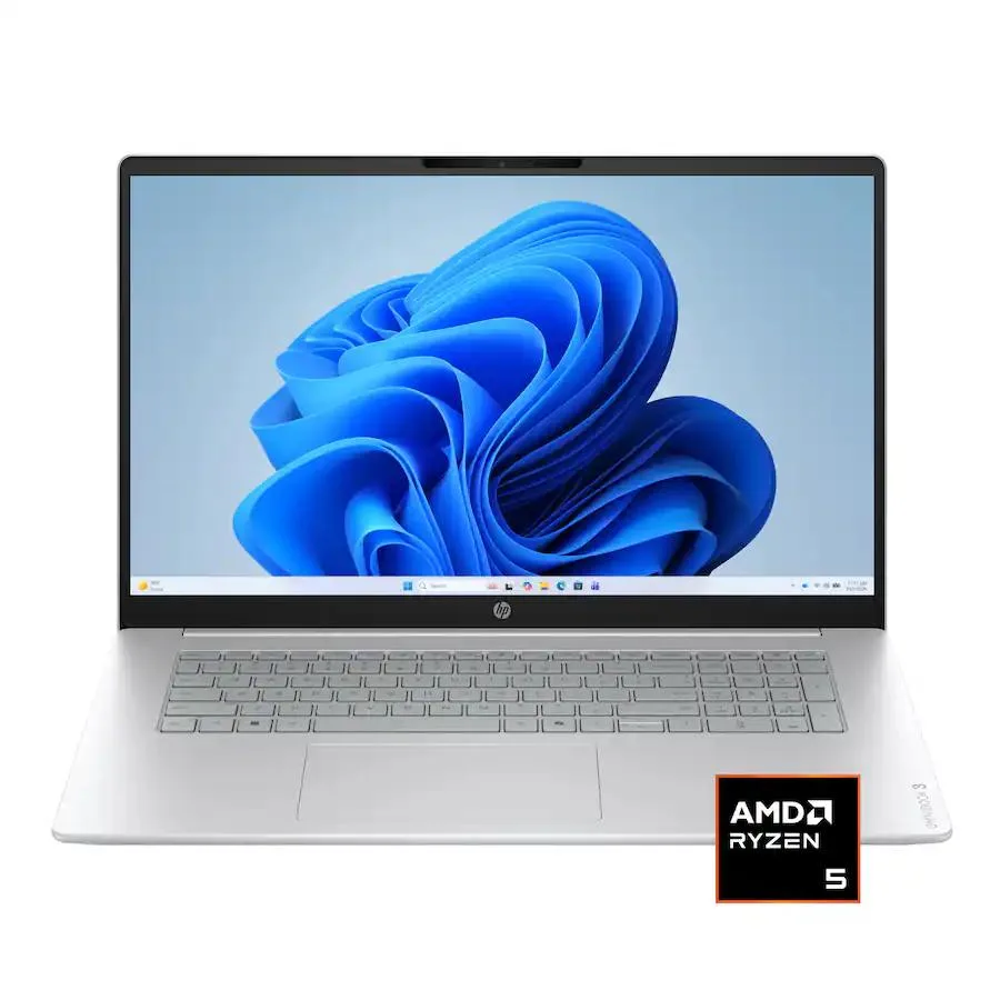 HP HP OmniBook 3 AI laptop 17.3" FHD touchscreen AMD Ryzen 5 130 32GB DDR5 2TB SSD Silver — product photo