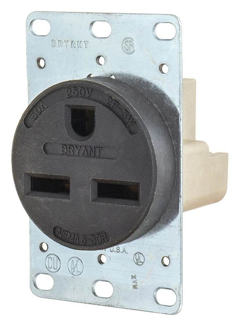 Black thermoplastic flush-mount receptacle with straight-blade slots, single gang, no cover