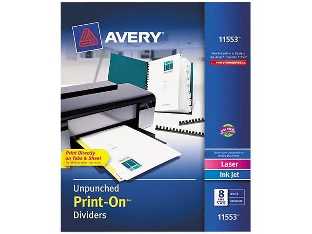 Avery Avery 11553 8-Tab Print-On Dividers 11 x 8.5 Unpunched 5 Sets — product photo