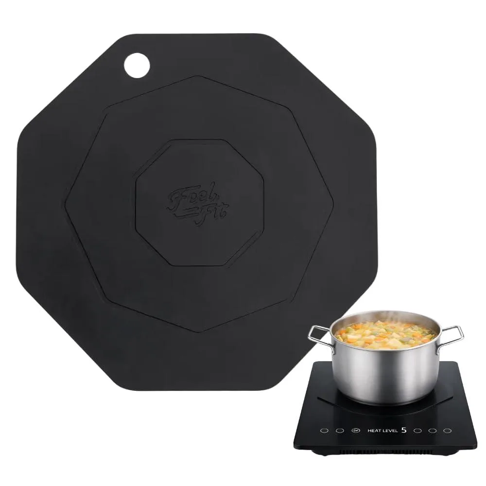 Two black silicone mats nine point two five inches diameter with textured surface