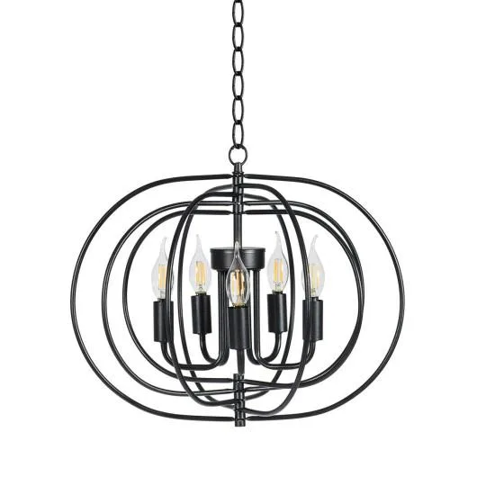 SlickBlue SlickBlue 16" Folding Rotatable Chandelier 5 Lights Black — product photo