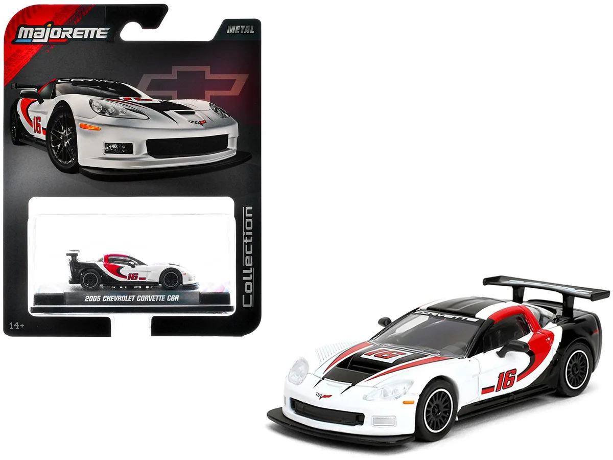 Majorette Majorette 2005 Chevrolet Corvette C6R #16 White Black Red Graphics Collection 1/64 Diecast Hobby Collectible — product photo