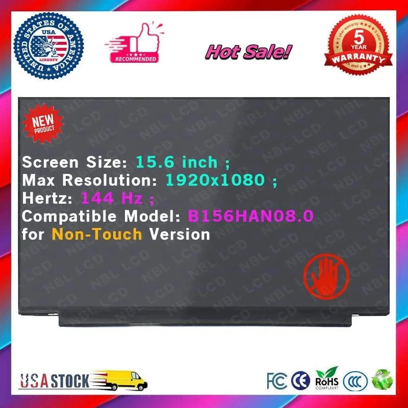 NUOLAISUN NUOLAISUN 15.6" B156HAN08.0 LCD Non-Touch Screen 144Hz 40Pins 1920x1080 — product photo