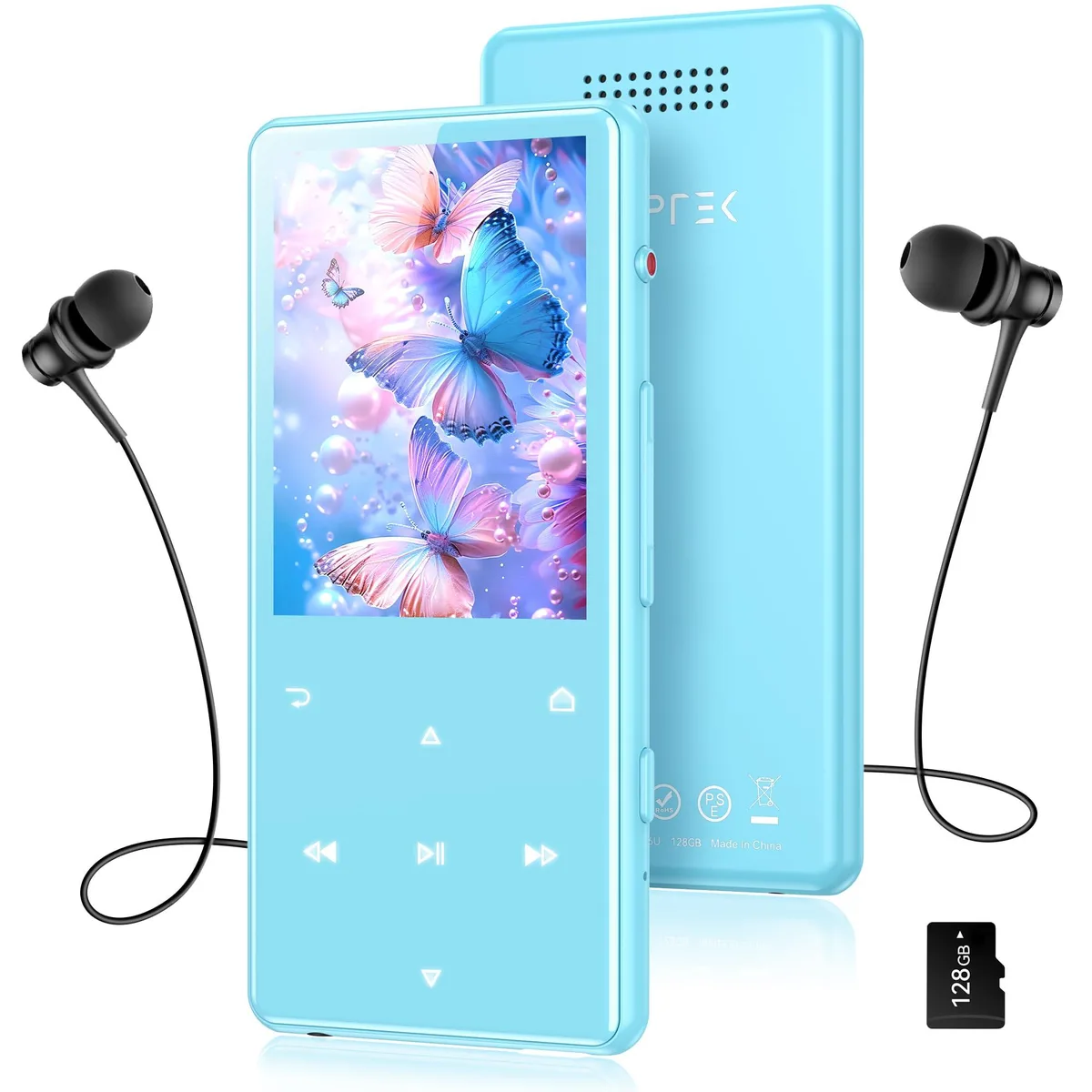  AGPTEK M6 128GB 2.4" Bluetooth 5.4 MP3 Player Blue — product photo