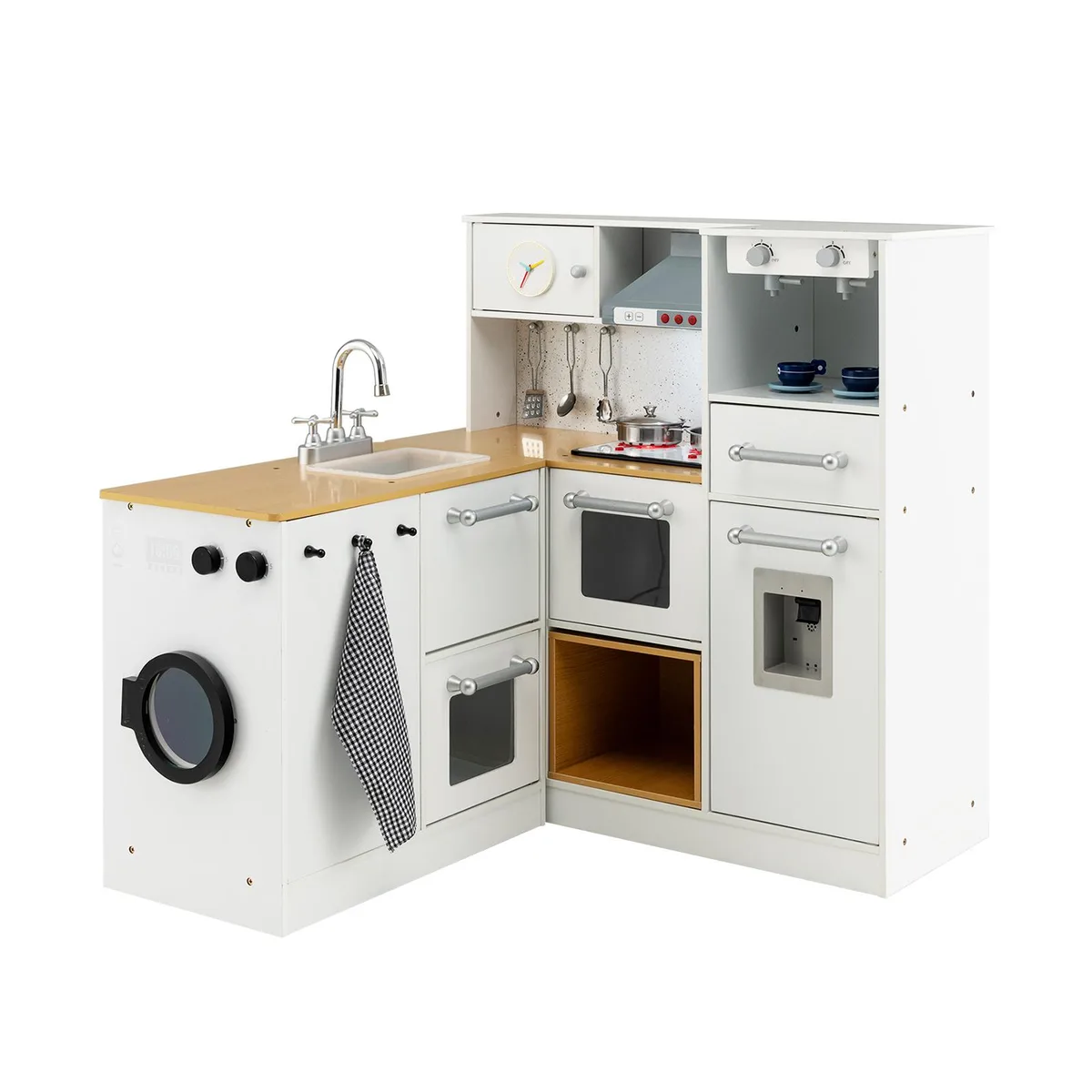 SlickBlue SlickBlue 2-Piece Wooden Kitchen Playset with Light &amp; Sound, White — product photo