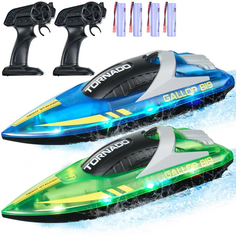 VEVOR VEVOR RC Boat HJ819 2 Pack 2.4GHz 12 km/h 50 m Blue Green video accessory — product photo