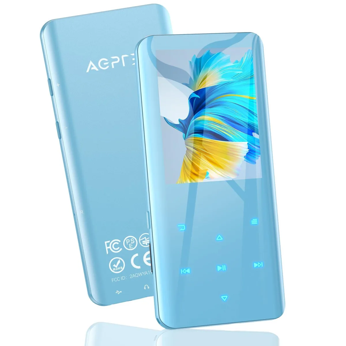  AGPTEK A19 64GB MP3 Player Blue 2.4" Bluetooth 5.3 — product photo