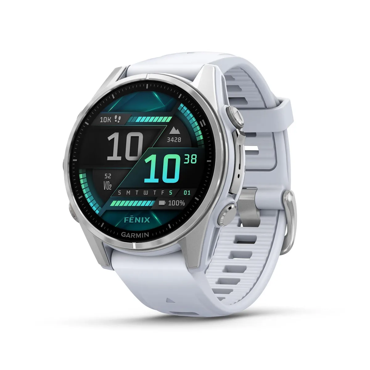 Garmin Garmin Fenix 8 43mm AMOLED Smartwatch Silver Whitestone Band — product photo