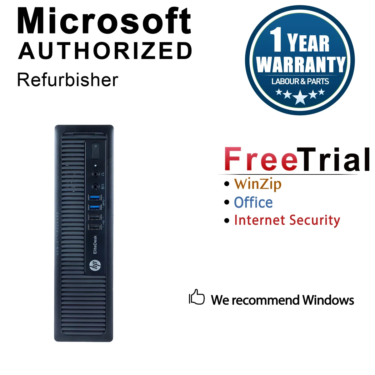 HP HP 17VFHPDT0092 EliteDesk 800 G1 desktop PC i5-4570S 8GB DDR3 240GB SSD Windows 10 Pro — product photo