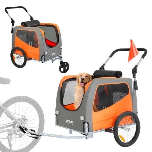 VEVOR VEVOR Dog Bike Trailer 2-in-1 Stroller 66 lbs Orange/Gray — product photo