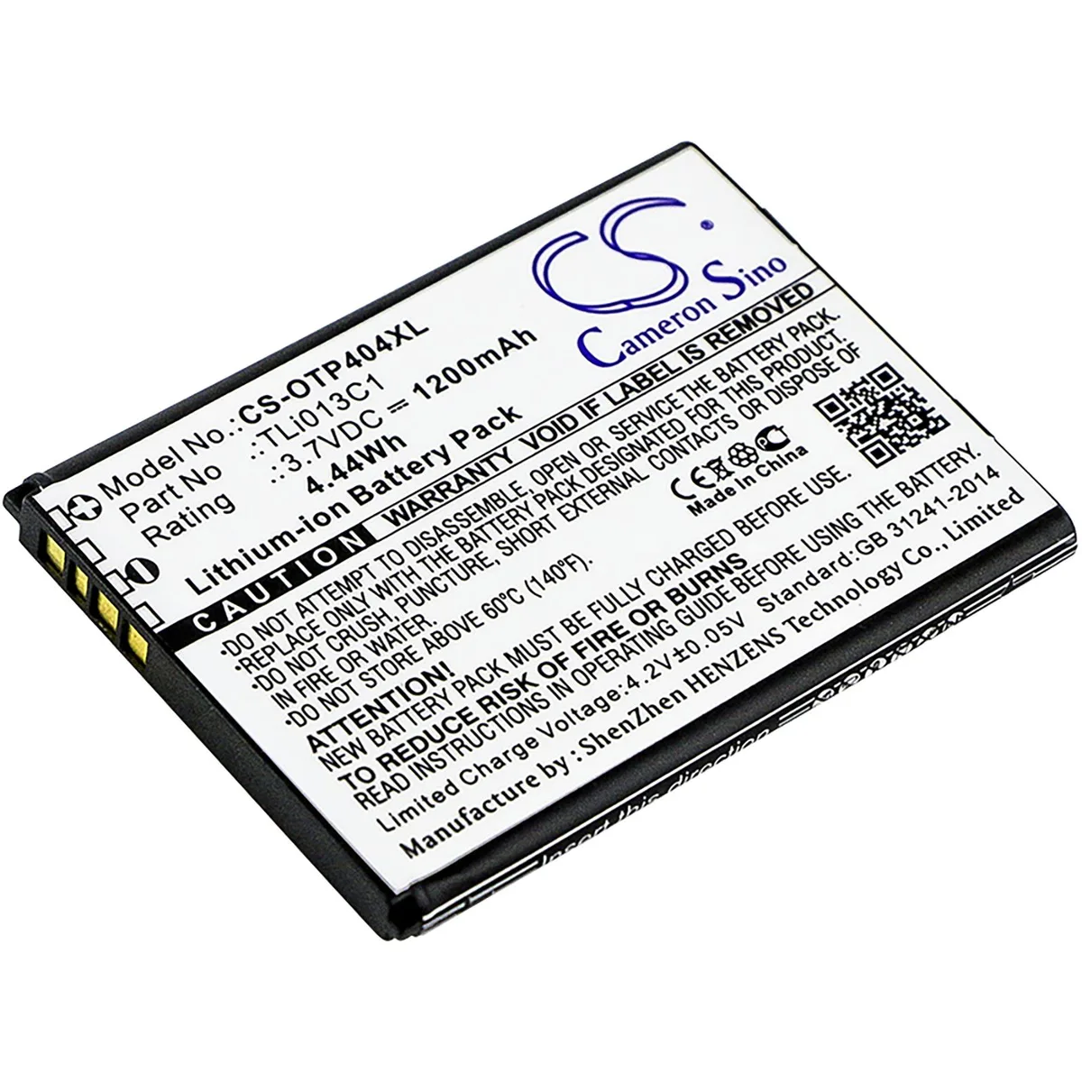 Cameron &amp; Co Cameron &amp; Co DS-CS-OTP404XL cell phone battery 1.2 Ah Li-ion black — product photo