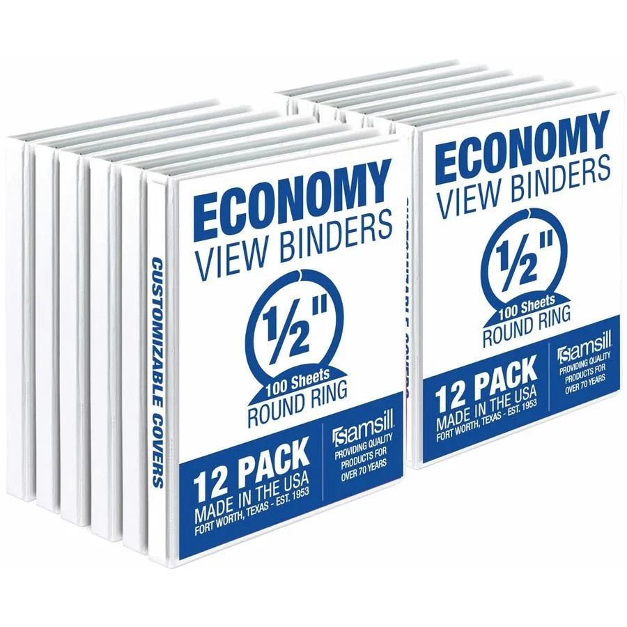 Samsill Samsill MODB00Z9G54SS binder .5" round ring white 12 pack — product photo