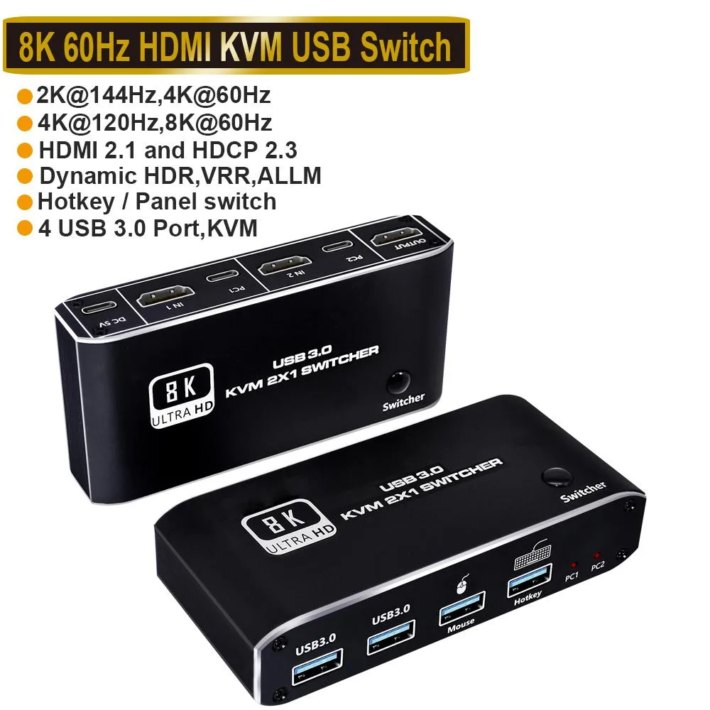 LUOM LUOM OZK4 8K60Hz 4K120Hz HDMI 2.1 KVM Switch 2-Port — product photo